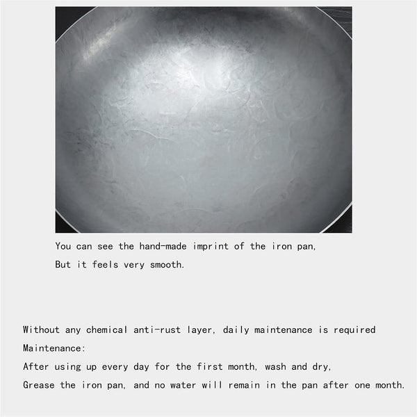 Cast Iron Wok with 2 Handled,Woks and Stir Fry Pans - Chinese Hammered Wok round Bottom Pow Wok - Traditional Chinese Japanese Woks (Size : 38Cm/14.9In)6