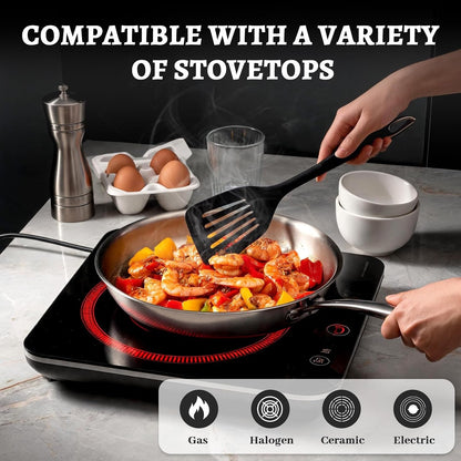 12 Inch Titanium Pro Pans for Cooking with Lid Pure Healthy | Large Family Size Titanium Frying Pan,Non-Toxic Titanium Cookware Induction Compatible & Oven Safe for Even Heating5