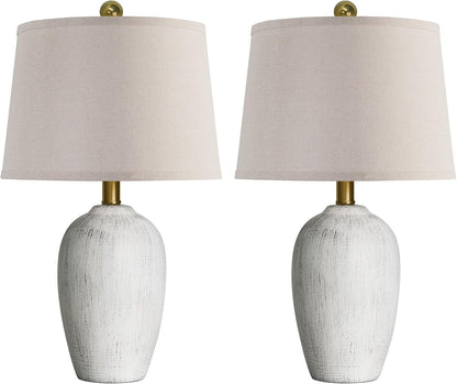 21'' Set of 2 Rustic Ceramic Small Table Lamps for Bedroom | Farmhouse Vintage Nightstand Lamps for Living Room Office Entryway End Table, 2 Bulbs Included9