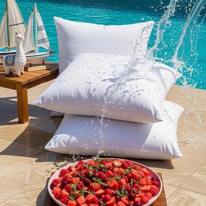 18X18 Outdoor Pillows, Water Resistant Throw Pillows, 2-Pack | Outdoor Throw Pillows, Water Repellent, Decorative Pillow for Patio Furniture & Porches, Plush & Supportive, Pack of 2, White3