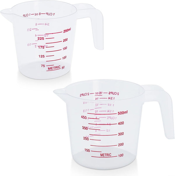 2 Pack Measuring Cup Set, 250Ml (1-Cup) and 500Ml (2-Cup)1