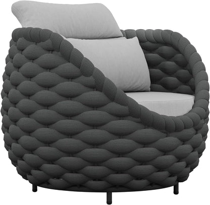 Aluminum Patio Sofa Chair, Handwoven Rope Balcony Furniture, Black1