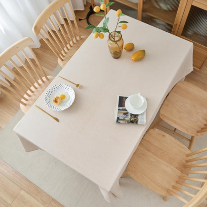 Linen Tablecloth 84 Inch - Rustic Dining Table Cloth 6Ft Water Resistant Farmhouse for Kitchen Café, Champagne, 54 X 84 Inch6