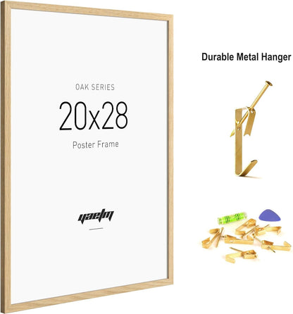 Minimalist 20X28 Oak Wood Frame for Poster, Natural Solid Wood 20X28 Picture Frame Set of 3, Lightweight, Wall Decor for Office, Gallery & Home (3 Pack, Oak)2