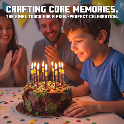 Large Birthday Candles 8Pcs, Pixel Torch Cake Toppers, Gamer Party Decor6