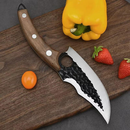 Handmade Forged Kitchen Knife 3 Pcs Professional Chef Knife Set, Hunting, BBQ Meat Knives for Cooking, Forged Kitchen Knife with High Carbon Stainless Steel Cutlery with Leather Sheaths4