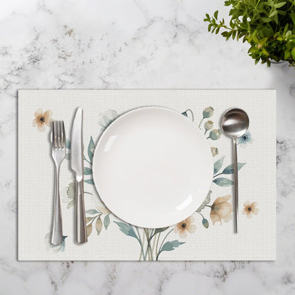 Neutral Poppy Floral Spring Placemats Set of 4, Boho Minimalist Decor4
