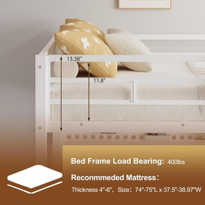 Twin Loft Bed with Desk and 6 Storage Drawers, Metal Twin Size Loft Beds with Charging Station & LED Lights, Bed Frame with Hanging Rod, Safety Ladder & Guardrail, Bedside Caddy for Kids, Teens8