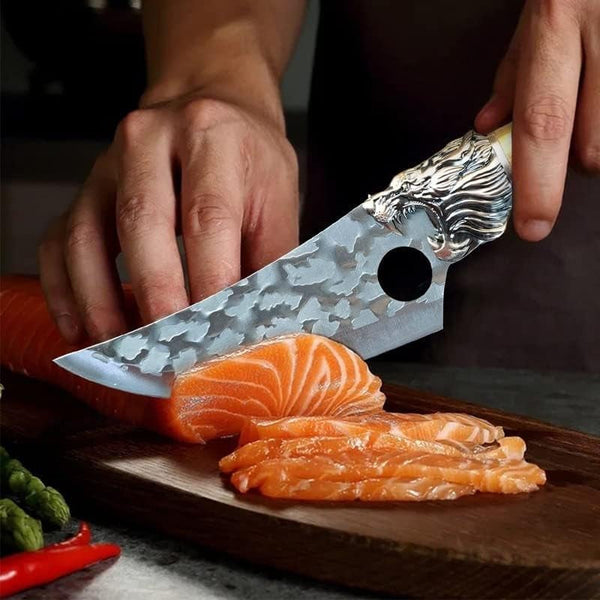 Meat Cleaver Knife, 6INCH Meat Cleaver Hunting Knife Stainless Steel Serbian Kitchen Chef Knife Fish Fruit Vegetables Boning Butcher Knife Scabbard (Color : with Sheath)4
