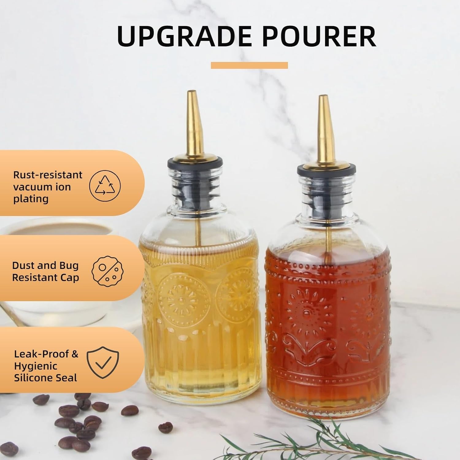 simple-syrup-bottles-set-of-2-glass-coffee-syrup-dispenser-bottles-7-oz-with-metal-pour-spout-labels-and-stopper-glass-syrup-dispenser-for-maple-honey-syrup-oil-and-sauces-lc002