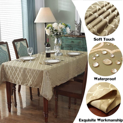 Jacquard Tablecloth, Rectangle, Gold, 60" X 84"3