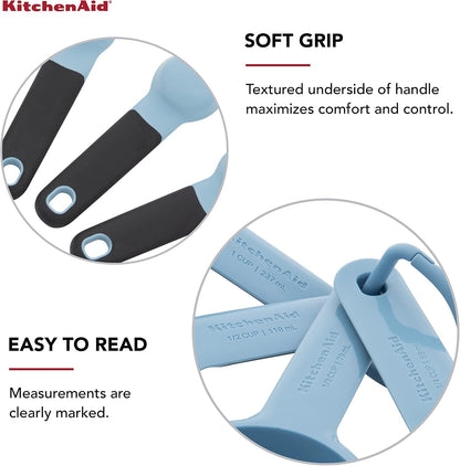 Kitchenaid Universal Easy to Read Measuring Cup and Spoon Set with Soft Grip Handle for Maximum Control, Hang Hole and Nesting for Easy Storage, Dishwasher Safe, 9 Piece, Blue Velvet4