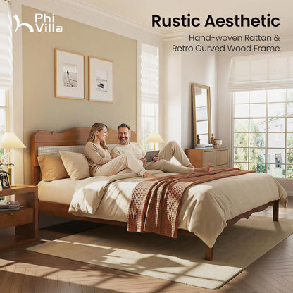 Solid Wood King Size Bed Frame with Adjustable Headboard6