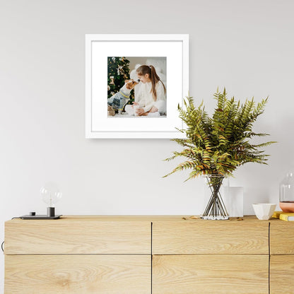12X12 Solid Wood Picture Frame,Real Glass,Mat 8X8,White5