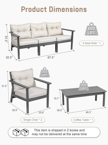5 Seats HDPE Patio Conversation Sets, Outdoor Patio Furniture Set4