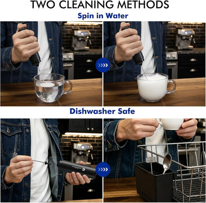 Handheld Rechargeable Milk Frother Wand | Rich Foam in Seconds, Removable Dishwasher-Safe Whisk, Travel Cover Included, Perfect Drink Mixer for Lattes & More5