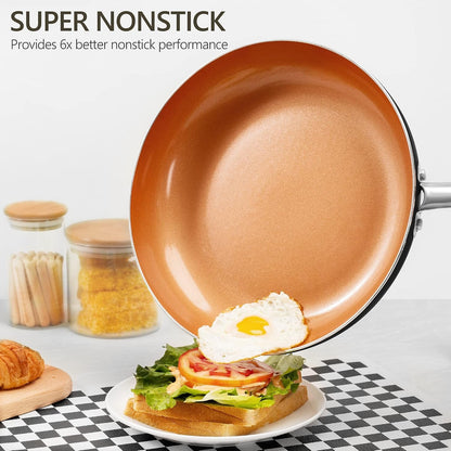 Frying Pan with Lid, Nonstick 8 Inch Frying Pan with Ceramic Titanium Coating, Copper Fry Pan with Lid, Small Fry Pan 8 Inch, Nonstick Fry Pans2