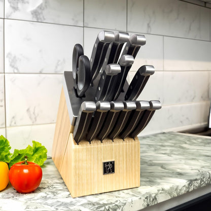 Henckels International Statement 14-Pc Self-Sharpening Knife Block Set, 6 Steak Knives, Paring, Santoku, Bread, Chef’S Knife, & More, Natural Block Color2