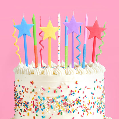 14Pc Novelty Birthday Candles | Star Glitter Pastel Party Decor1