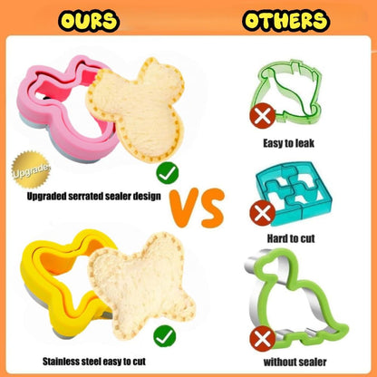 Uncrustable Sandwich Cutter, Crustless Sandwich Cutter and Sealer Set | 24PCS Sandwich Cookie Cutters & Forks, Heart Square Dino Mouse Butterfly Unicorn Shapes, Lunch & Bento Box Accessories5