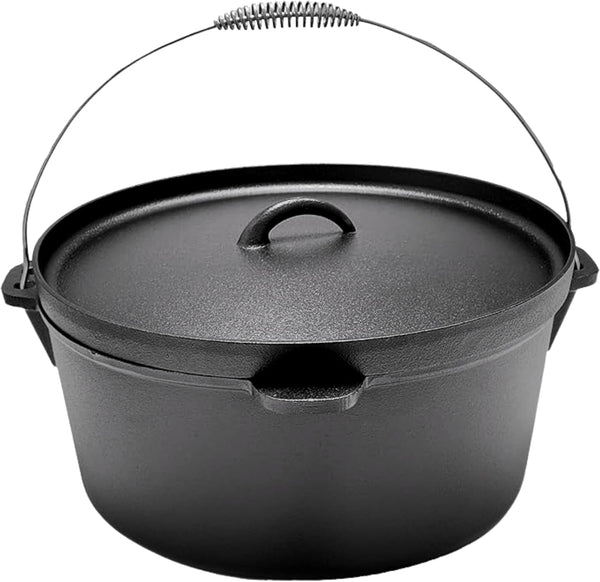 20QT Cast Iron Dutch Oven with Lip Lid & Bail Handle – Extra Large Pre-Seasoned Campfire Pot for Outdoor Cooking, Baking, Roasting & Stews – Heavy-Duty Cookware for Camping & Backyard Use | Extra Large, Pre-Seasoned, Campfire Pot for Outdoor Cooking, Heavy-Duty Cookware, for Camping & Backyard Use1