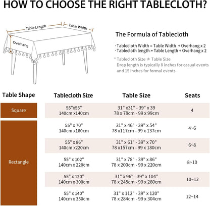 Tablecloths, Waterproof Table Cloth, Linens Wrinkle Free Anti-Fading, Rustic Table Cover Decoration for Kitchen Dinning Christmas (Rectangle/Oblong, 55''X70'',4-6 Seats, Light Coffee)6