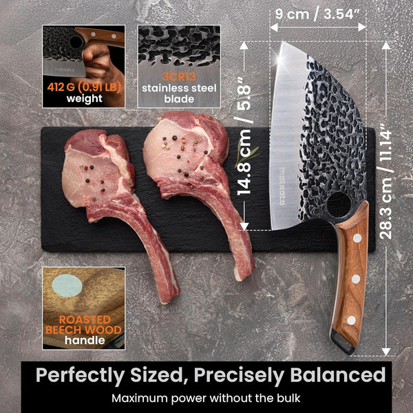 Cleaver Knife – Japanese Steel Cooking Butcher Knife for Meat & Vegetables Chopping, 5.8 Inch Kitchen Knife, Kitchen Gift for Men & Women2