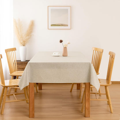 Beige Faux Linen Rectangle Tablecloth 54 X 80 Inch for Dining Room6