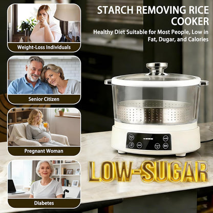 3L Low Carb Rice Cooker, Multi-Rice Cooker with Auto Lift Filter Basket, Separate Rice from Soup, Steam or Boil, Smart Touchscreen Precise Temperature Control, for Home Use7