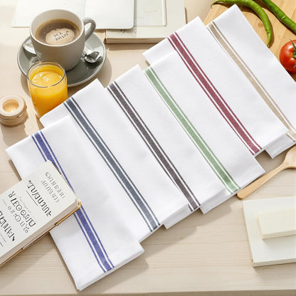 100% Ring Spun Cotton Kitchen Towels 6 Pack, Blue Stripe | 15 X 25 Inch, Highly Absorbent Dish Towels for Kitchen Drying, Reusable Cleaning Cloths, Soft Tea Towels with Hanging Loop9