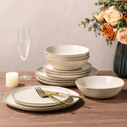 Ceramic Dinnerware Sets for 4, 12Pcs Plates and Bowls Sets Dishes2