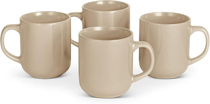 Stoneware Coffee Mugs, 16 Oz, 4-Piece Set, Gloss-Glazed, Stain-Resistant, Microwave, Freezer and Dishwasher-Safe, Linen Gray1