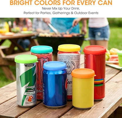 Silicone Soda Can Lids, Reusable Can Covers/Toppers for Soda, Can Saver for Soda, Pop, Coke, Beverage, Fits Slim Standard Mini Cans (6 Pack, Assorted, Bpa-Free)5