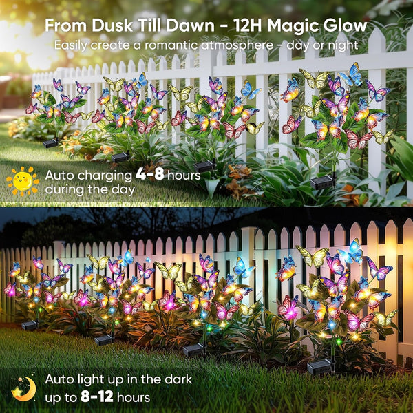 Solar Lights Outdoor Garden Decor: 2 Pack Colorful Leds Butterfly Lights7