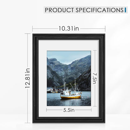 8.5X11 Picture Frame Set of 6, Wall or Tabletop, Black Woodgrain3