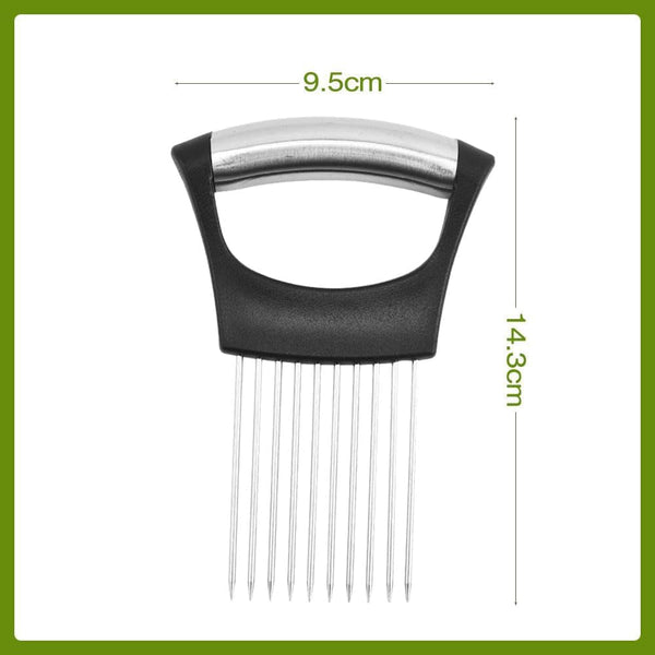Onion Holder for Slicing, 2025 New Stainless Steel Onion Slice Holder Lemon Slicer Vegetable Cutter, Kitchen Gadgets Chopper Slicing Assistant Tool for Meat, Onion, Tomato, Potato (1 Pcs)2