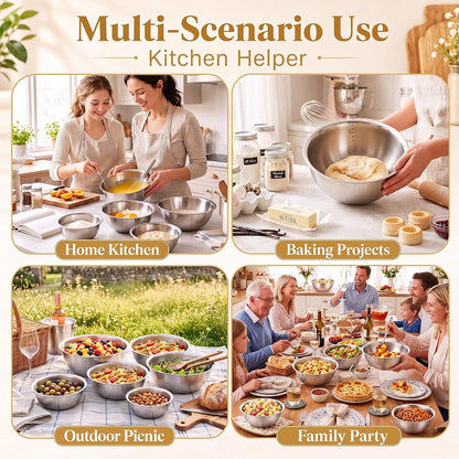 6 Pcs Stainless Steel Nesting Mixing Bowls Set 6 Sizes 0.5Qt‑5Qt7
