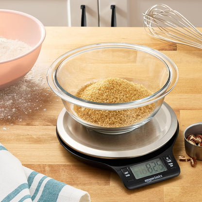 Digital Kitchen Scale with LCD Display, Tare Function, Multiple Units, Weighs up to 11 Pounds, Batteries Included, Black and Stainless Steel5
