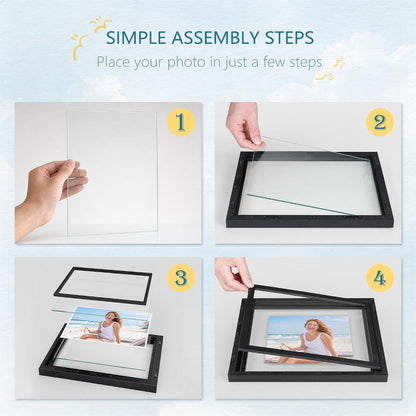 11X14 Floating Picture Frame, Real Double Glass Frame, Black6
