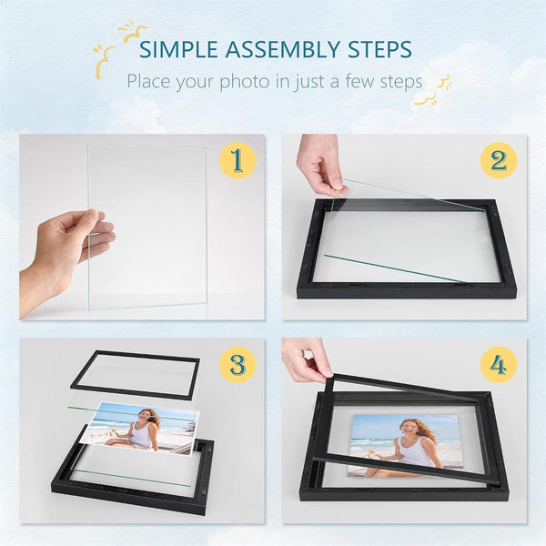 11X14 Floating Picture Frame, Real Double Glass Frame, Black6