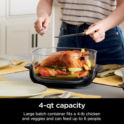 Ninja 4Qt Cleancrisp Glass Container with Storage Lid, Crispi, XSKSFN4QT2