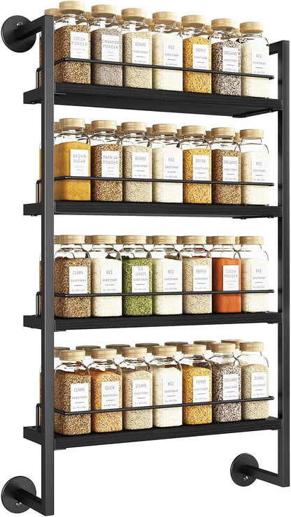 4 Tier Spice Rack Wall Mount for Kitchen,Black TLJ016B1
