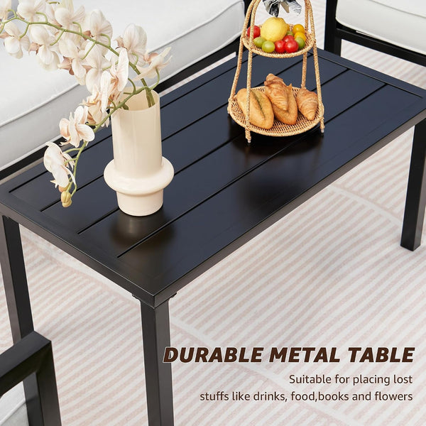 4 Piece Patio Furniture Set Metal Patio Conversation Set, 5.5"Cushion Grey5