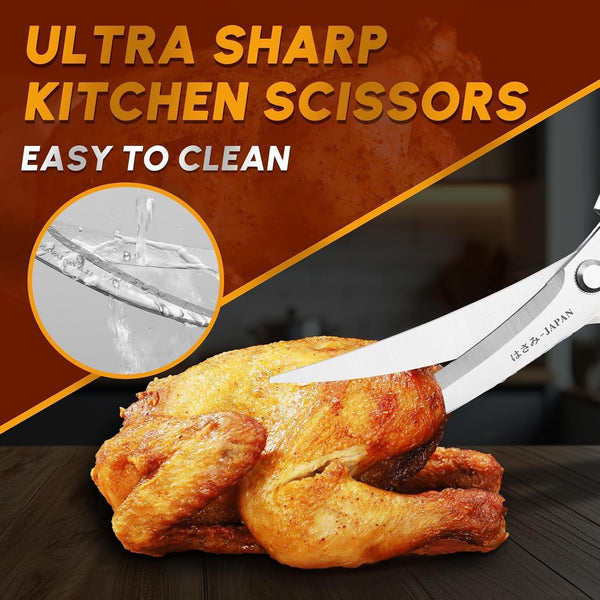 Serbian Chef Knife with Sheath and Kitchen Scissors for Food - Multifunction Poultry Shears Heavy Duty7