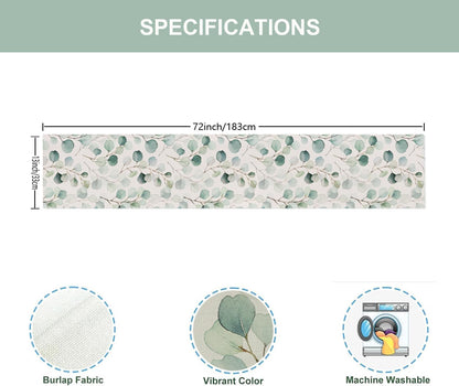 Eucalyptus Leaves Table Runner 13X72 Inch Seasonal Spring Summer Green Plant Kitchen Dinning Table Decoration for Indoor Outdoor Birthday Home Party Decor6