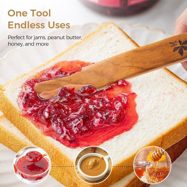 Spurtle for Sourdough Starter, Danish Dough Whisk and Jar Spatula, Solid Teak Wood for Mixing, Scraping Jars and Bread Making Tools, Wooden Kitchen Utensils for Non-Stick Cookware (2) (2 Pcs Spurtle)6