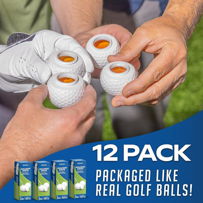 Mulligan Shots Golf Ball Shot Glasses with Lids - 12 Pack - Funny Golf Gifts for Men3