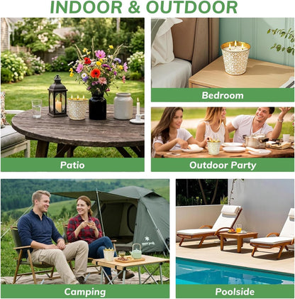 Citronella Candles Outdoor, 28Oz Large Citronella Candles - 180 Hours Burn Time, 3-Wicks Outdoor Candle for Patio, Garden, Camping, Yard, Balcony, Summer Party & Home6