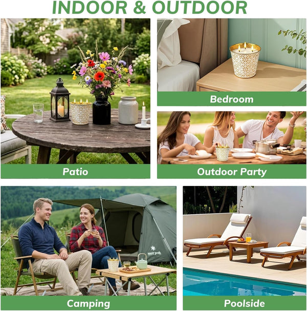 Citronella Candles Outdoor, 28Oz Large Citronella Candles - 180 Hours Burn Time, 3-Wicks Outdoor Candle for Patio, Garden, Camping, Yard, Balcony, Summer Party & Home6