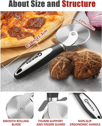 Premium Pizza Cutter, Multi-Purpose Stainless Steel Pizza Cutter Wheel with Non-Slip Soft Touch Handle, Perfect for Cutting Pizza, Dough and Pastry, Dishwasher Safe5